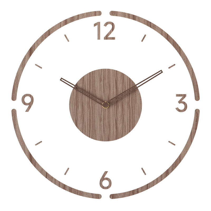 Nordic wooden wall clock minimalist Scandinavian design silent mechanism natural wood grain living room