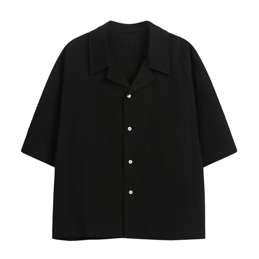 Cream boxy cropped organic cotton shirt with side-cut detail, unisex lightweight summer essential