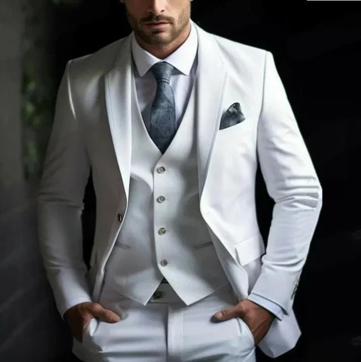 Men slim fit two-piece wedding guest suit elegant formal blazer with matching trousers