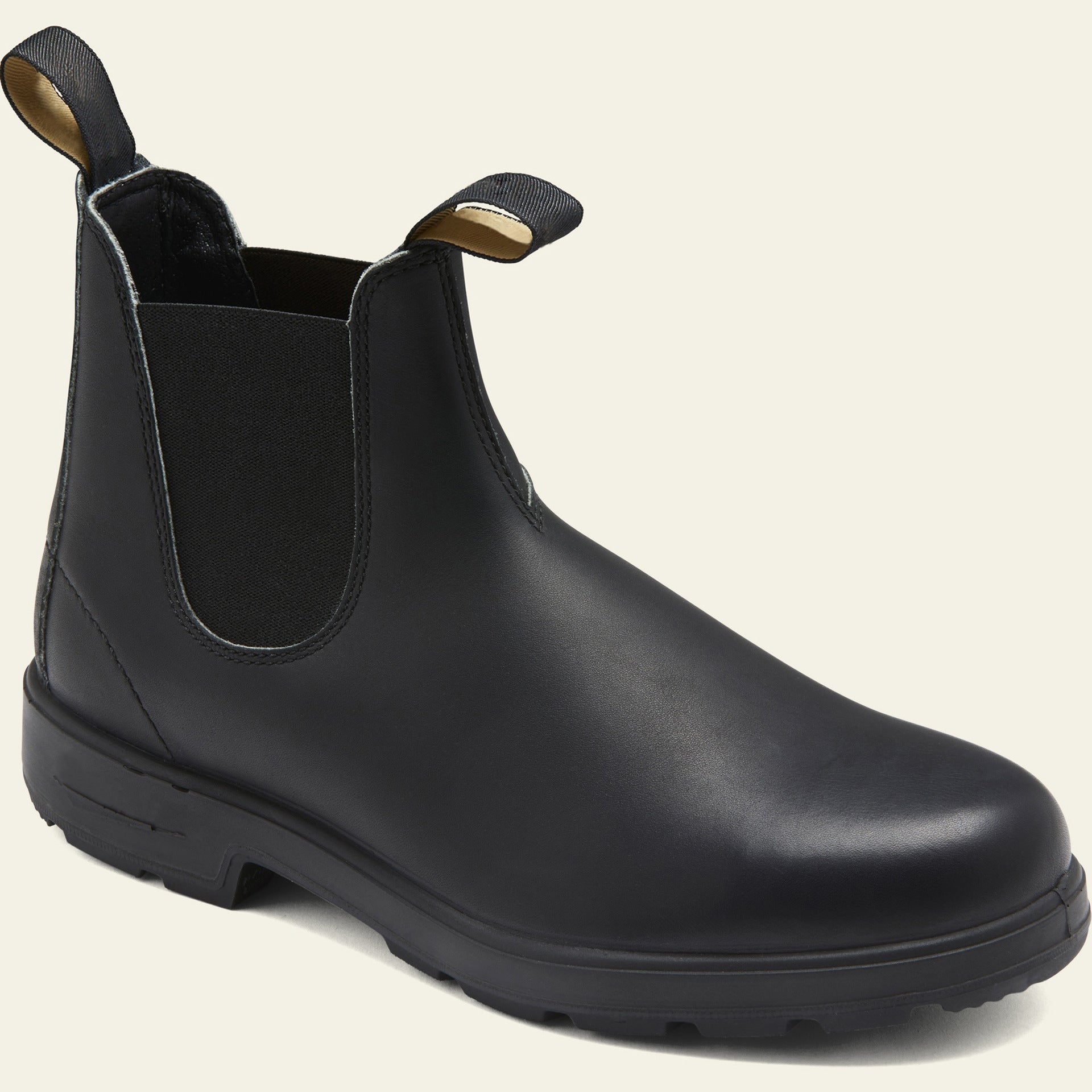 Chase men's black leather Chelsea boots slip-on silhouette with pull tab classic style
