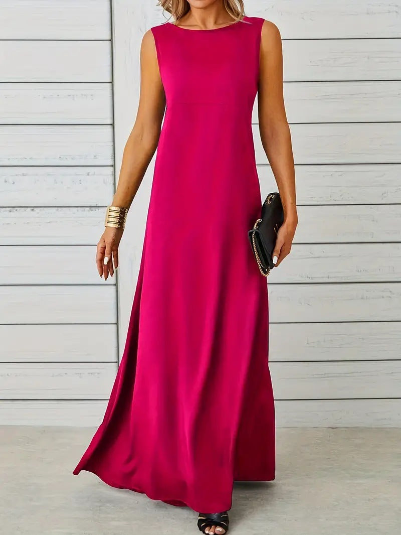 Women's sleeveless midi cotton dress relaxed fit minimalist silhouette lightweight breathable warm days