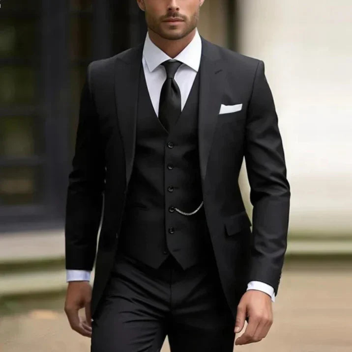 Men slim fit two-piece wedding guest suit elegant formal blazer with matching trousers