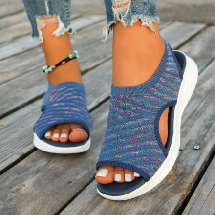 Women's slip-on open toe sandals breathable mesh upper lightweight design for all-day comfort