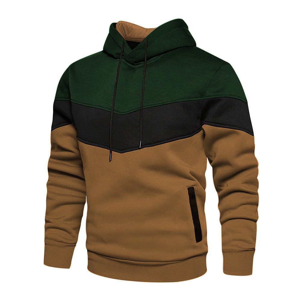 Men's loose fit color block hoodie with adjustable hood and side pockets, casual streetwear style