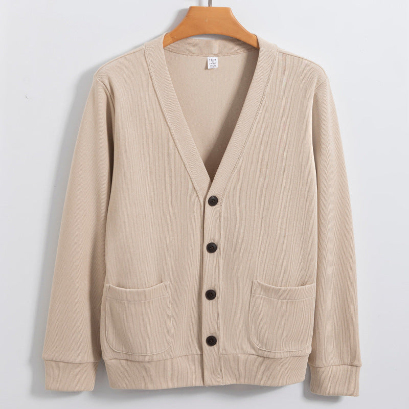 Men's cotton knit cardigan relaxed fit with pockets and button closure casual modern style
