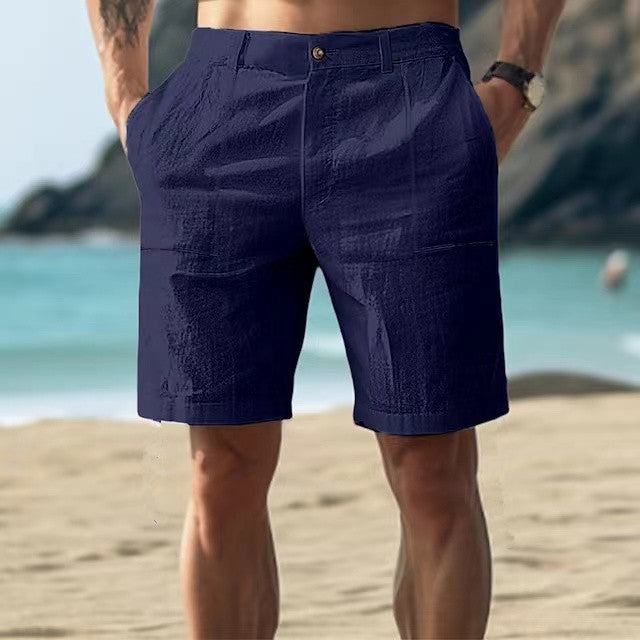 Men's relaxed fit knee-length shorts breathable fabric Nordic style with utility pockets