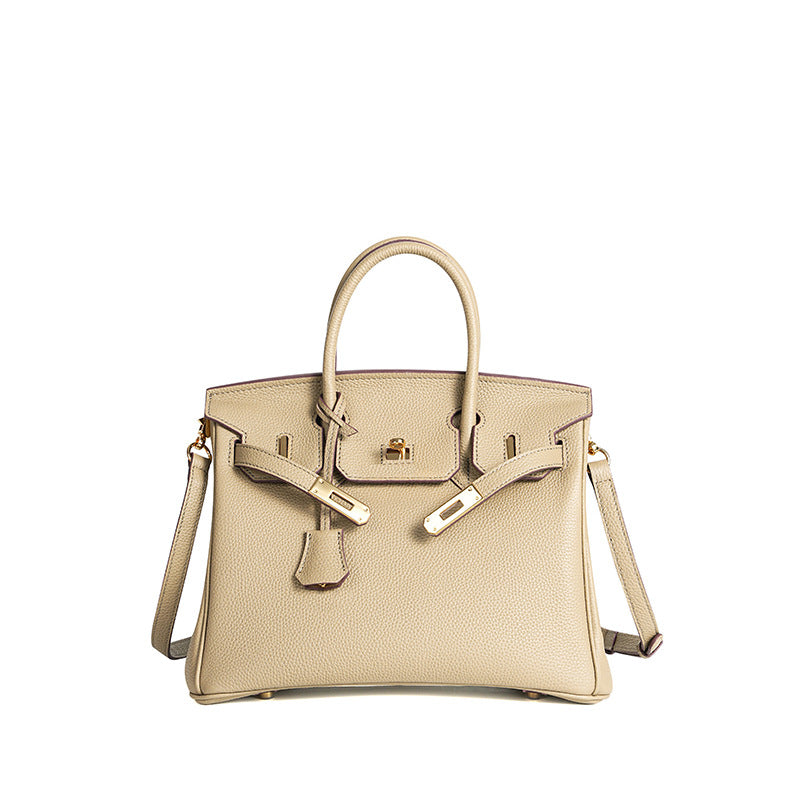 Jessica structured leather satchel handbag flap closure detachable strap smooth texture professional