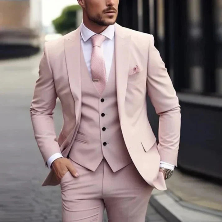 Men slim fit two-piece wedding guest suit elegant formal blazer with matching trousers