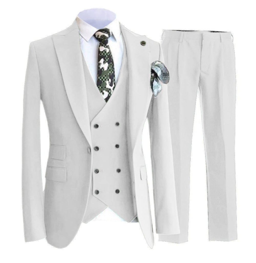 Men's slim fit double breasted vest set peak lapel sharp tailored silhouette modern style