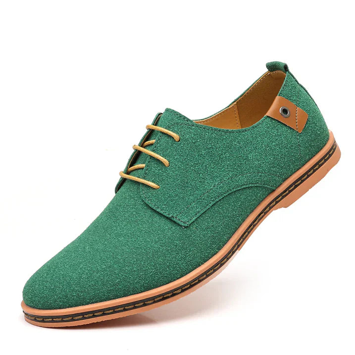 Men's lace-up Oxford shoes low heel sleek clean design contrasting sole formal casual versatile