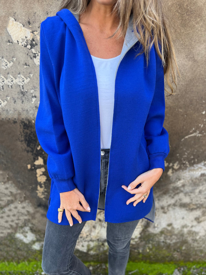 Women's cotton-blend hooded jacket relaxed fit zip-front with pockets, cozy everyday style