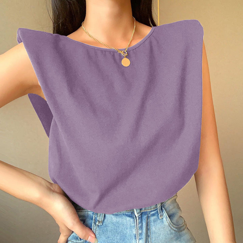 Women's relaxed fit short sleeve top extended shoulders lightweight cotton blend casual everyday