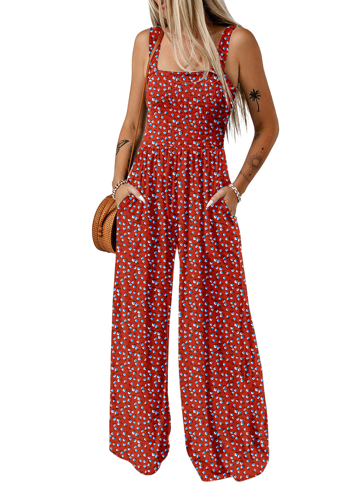 Kaitlyn women's floral wide-leg jumpsuit flowing silhouette elegant spring one-piece day to night