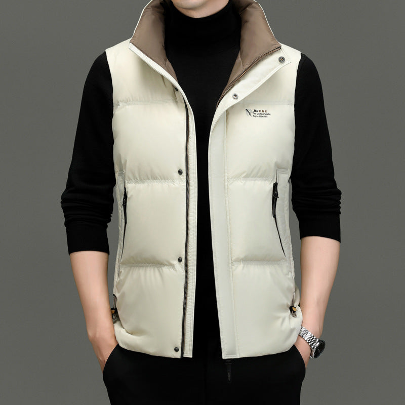 Men's lightweight quilted vest water-repellent zip front stand collar sleeveless layering jacket