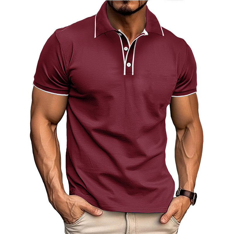 Men's athletic fit polo shirt breathable cotton blend short sleeve streamlined silhouette