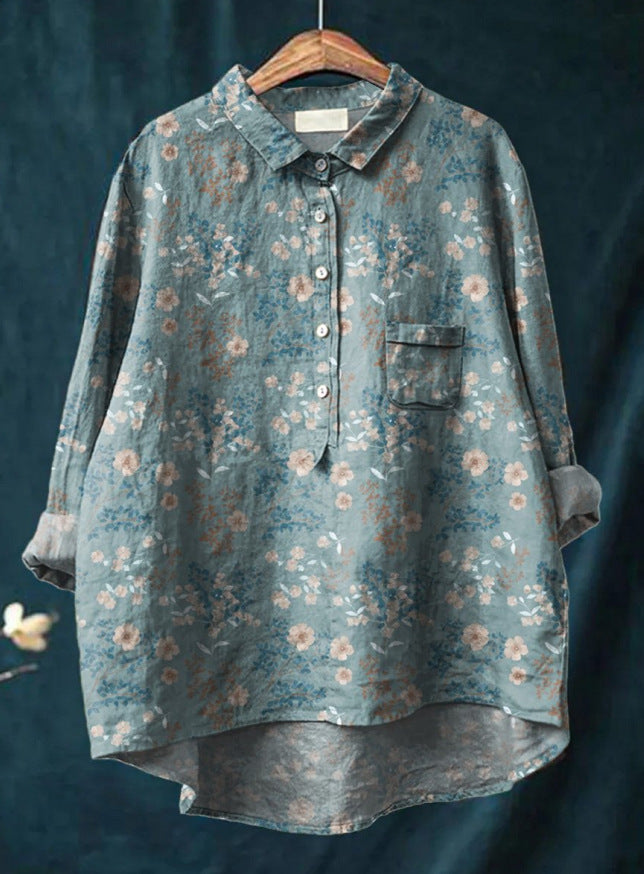 Women's floral button-up shirt loose fit blouse with vibrant multicolor print for everyday chic style
