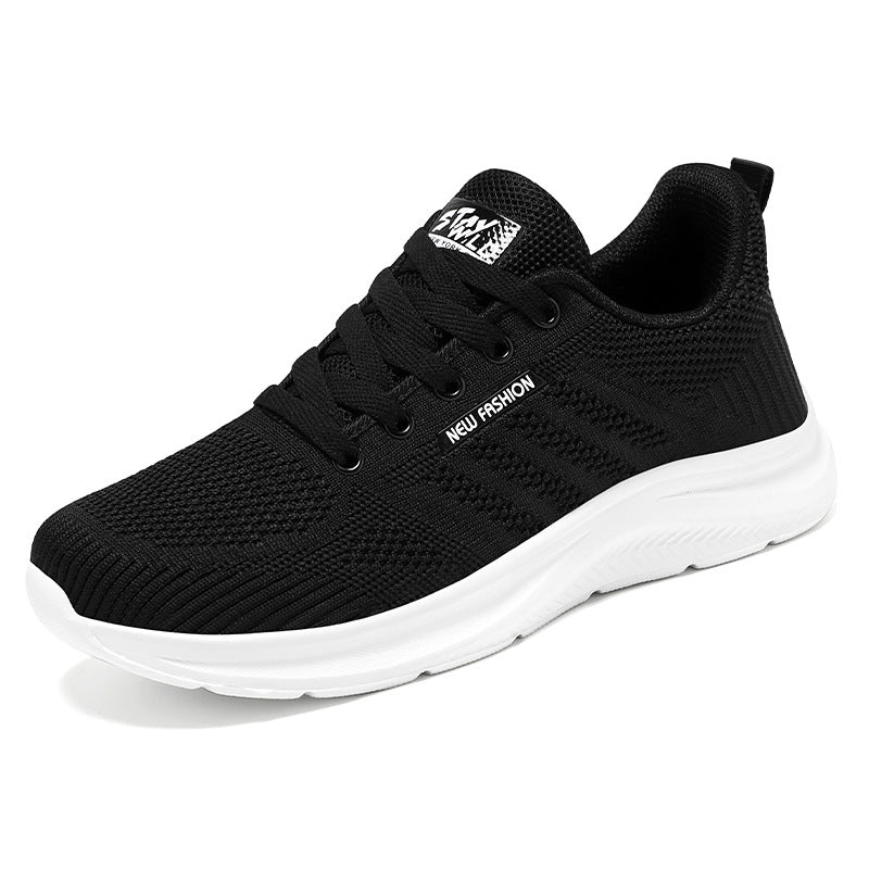 Women's lightweight breathable knit low-cut running shoes with lace-up closure for active wear