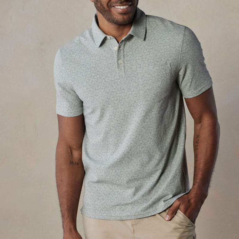 Men's cotton blend polo shirt sharp regular fit short sleeves with chest pocket modern casual style