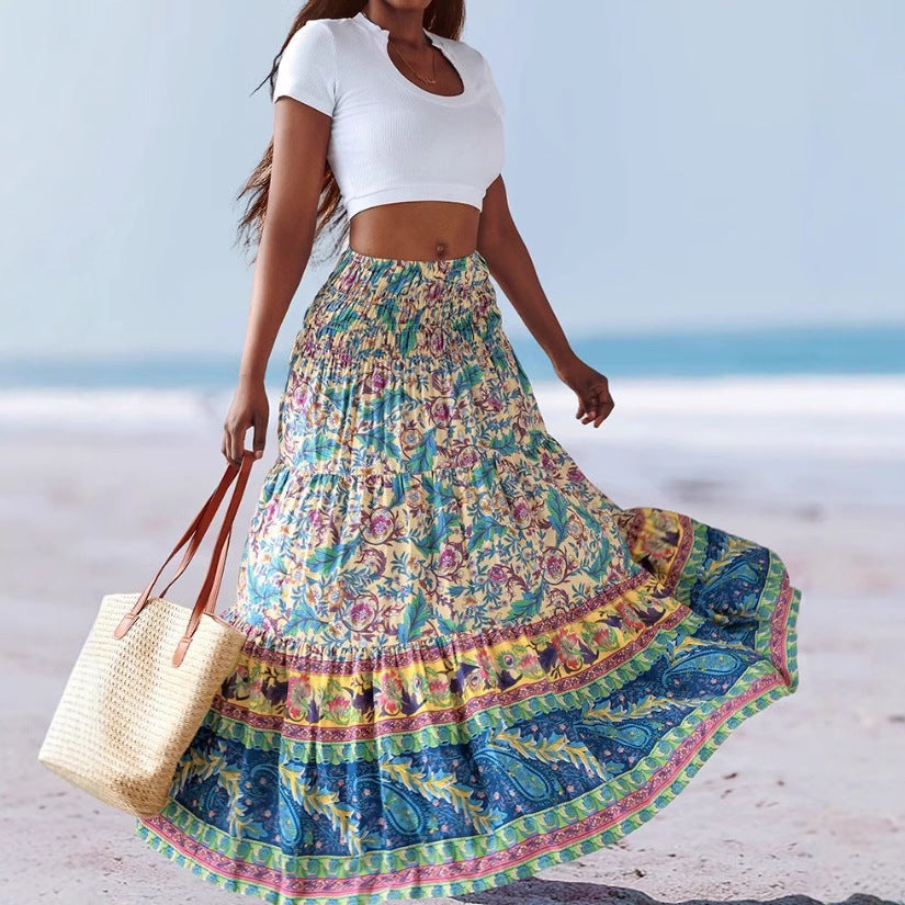 Women's strapless convertible midi dress cotton blend floral A-line silhouette effortless summer style