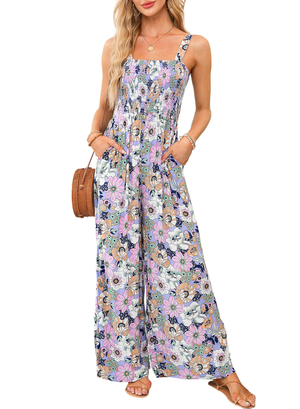 Kaitlyn women's floral wide-leg jumpsuit flowing silhouette elegant spring one-piece day to night