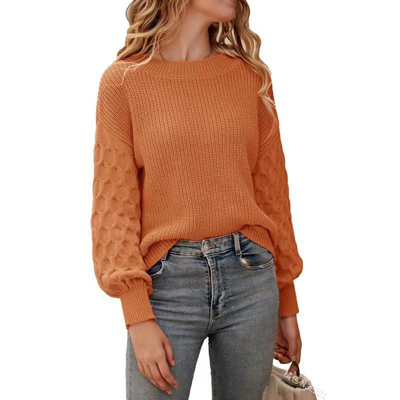 Lily chunky knit sweater women relaxed fit textured sleeve pattern cozy warm fall winter style