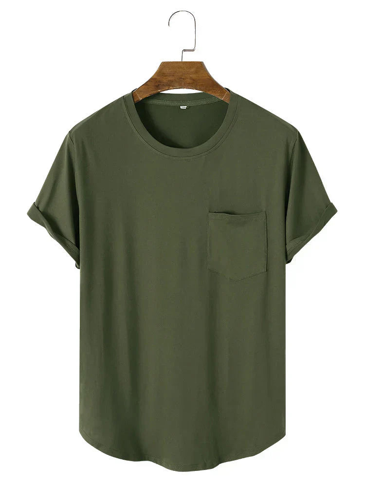 Men's classic white pocket t-shirt relaxed fit soft cotton everyday essential with chest pocket