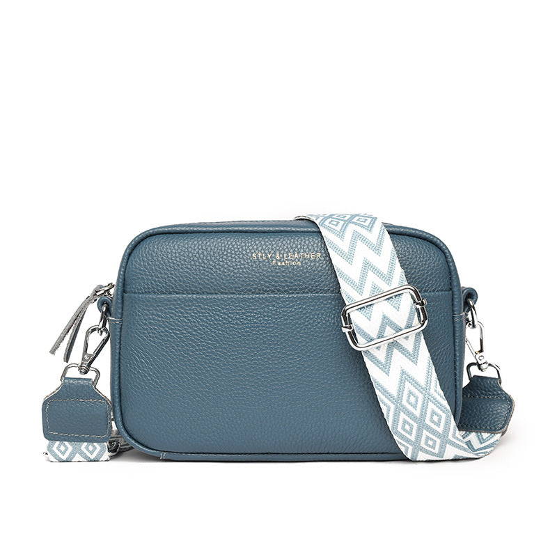 Stella pebbled leather crossbody bag structured compact design with detachable wide strap everyday travel