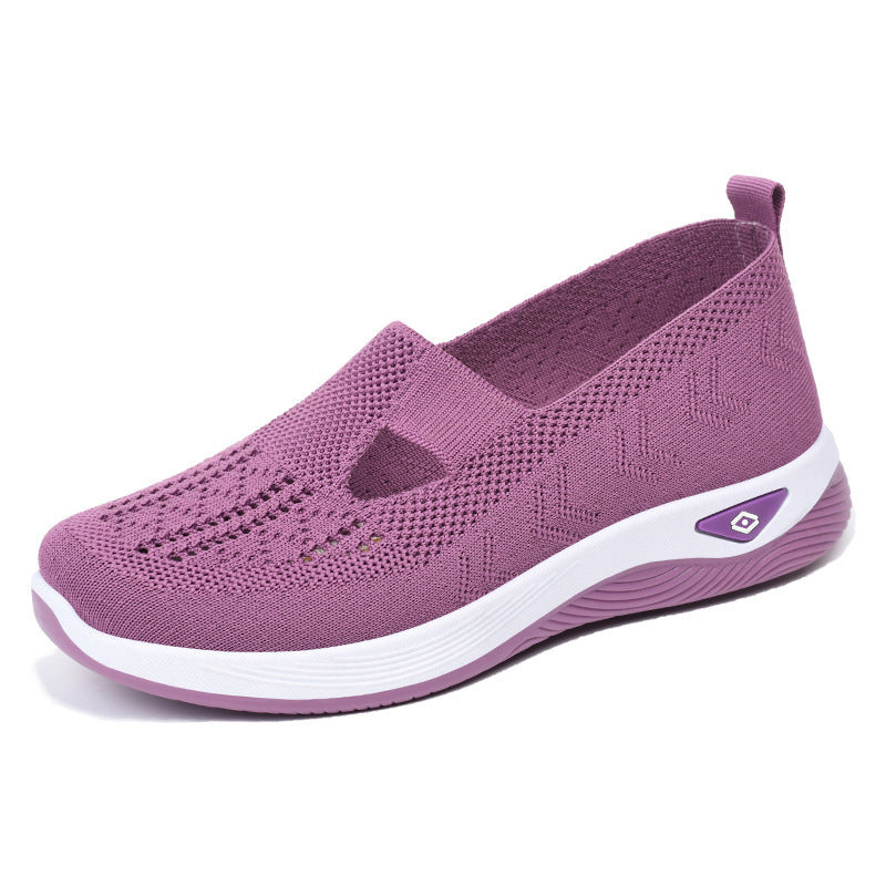 Women's slip-on mesh sneakers breathable open-knit upper cushioned sole casual everyday comfort