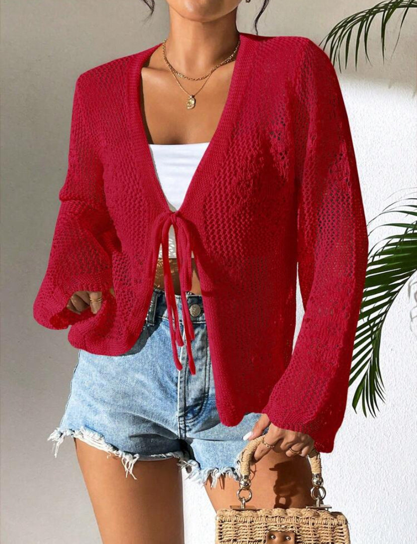 Women's lightweight open-front cardigan loose fit cotton blend knit long sleeves casual layering