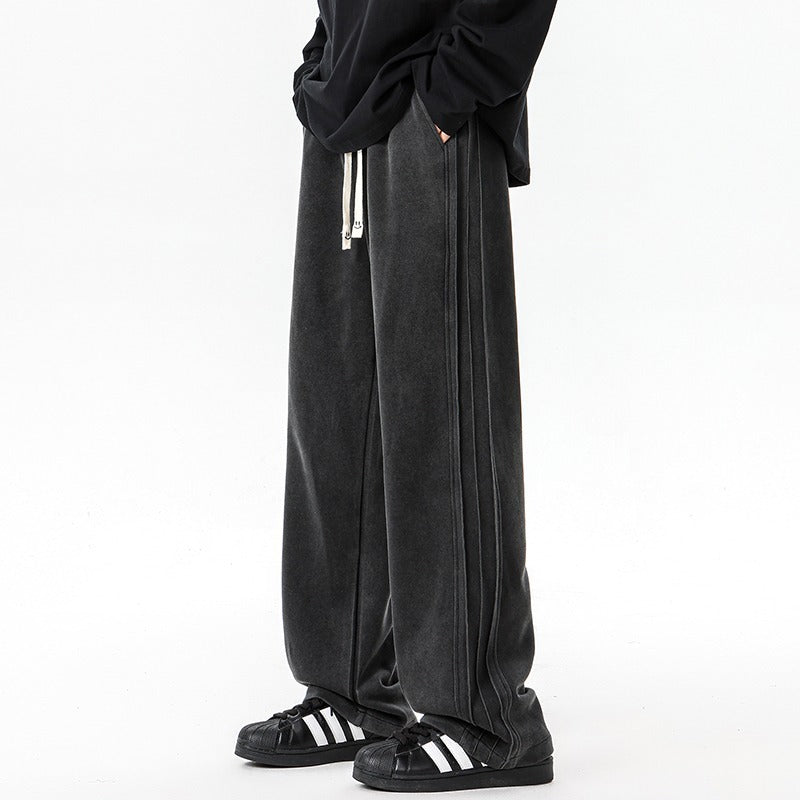 Ash vintage wash heavyweight cotton sweatpants relaxed unisex fit with washed-out finish