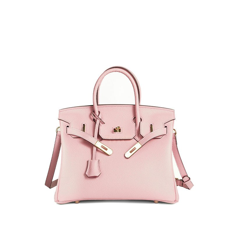 Jessica structured leather satchel handbag flap closure detachable strap timeless professional style