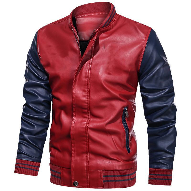 Men's slim fit jacket black smooth finish stand collar zipper ribbed edges modern streetwear style