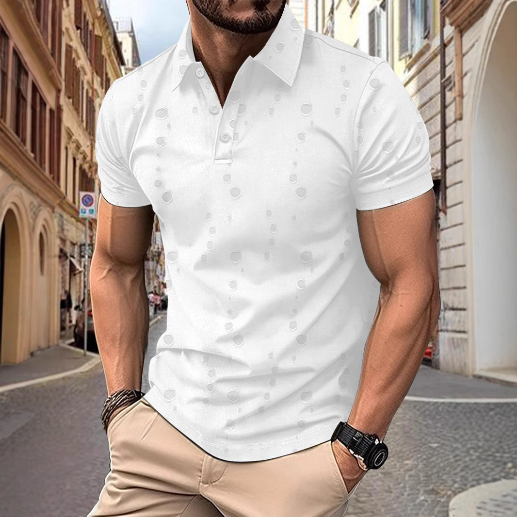 Men's slim fit pique polo shirt breathable knit subtle pattern everyday comfort style