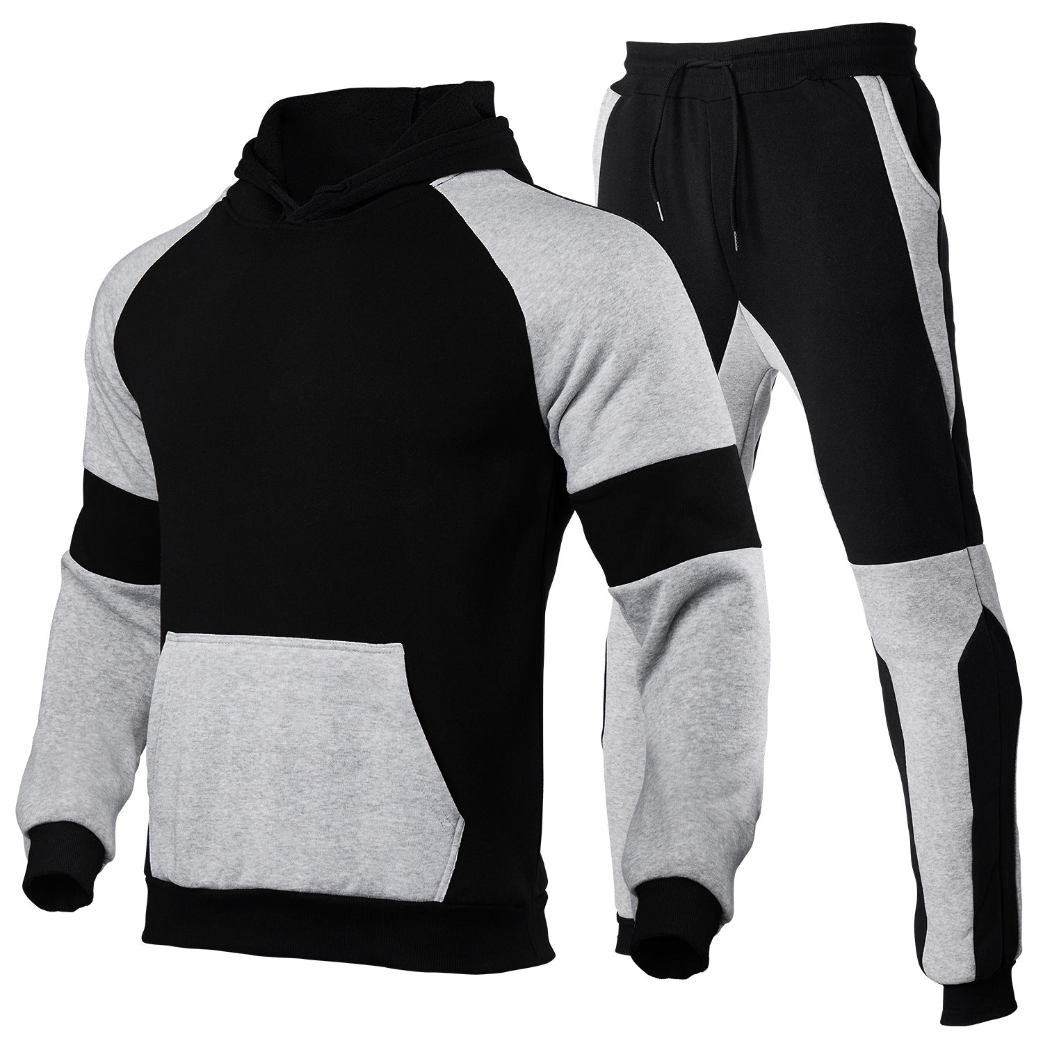 Men's gray cotton blend jogging set relaxed fit with sporty design for daily comfort
