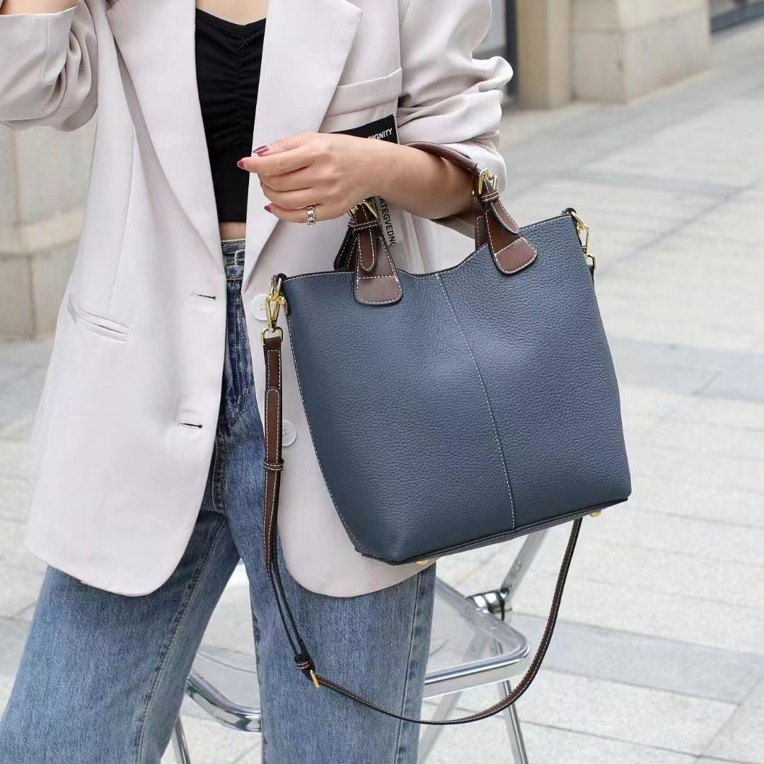 Stephanie black vegan leather structured tote bag with dual handles for work and travel