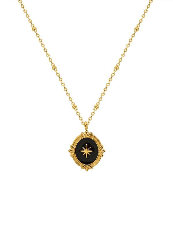 Handmade gold stainless steel octagram necklace Art Deco boho minimalist lobster claw closure women
