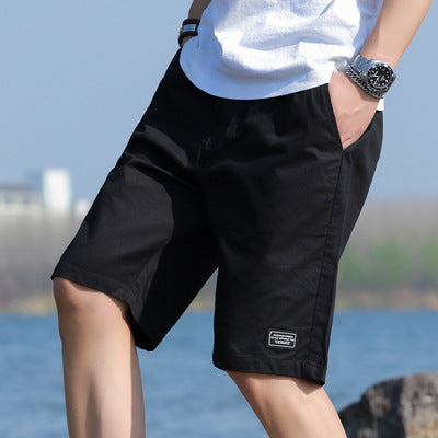 Men's relaxed fit knee-length cotton shorts breathable everyday comfort casual solid color