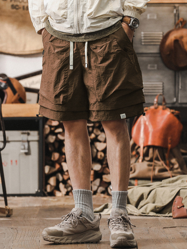 Men's cargo shorts quick-dry relaxed fit with adjustable waist, ideal for outdoor activities