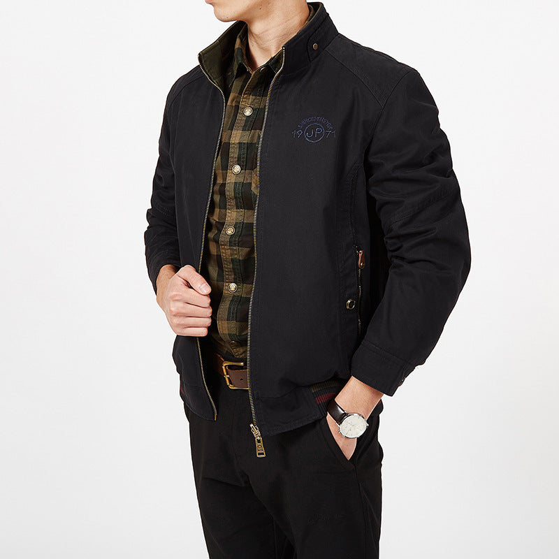 Men's reversible zip-up jacket two-in-one breathable lightweight casual outerwear for on-the-go style