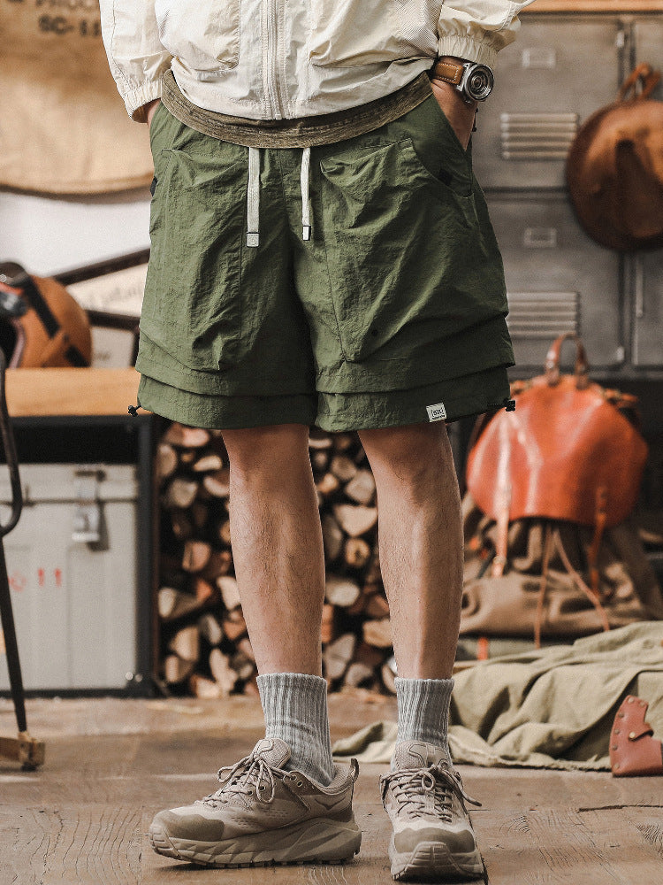 Men's cargo shorts quick-dry relaxed fit with adjustable waist, ideal for outdoor activities
