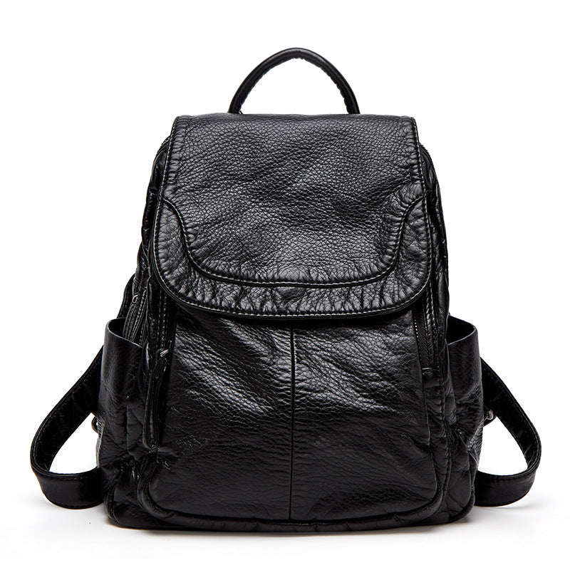 VogueStyle soft PU leather backpack large capacity elegant stitched band travel daily use