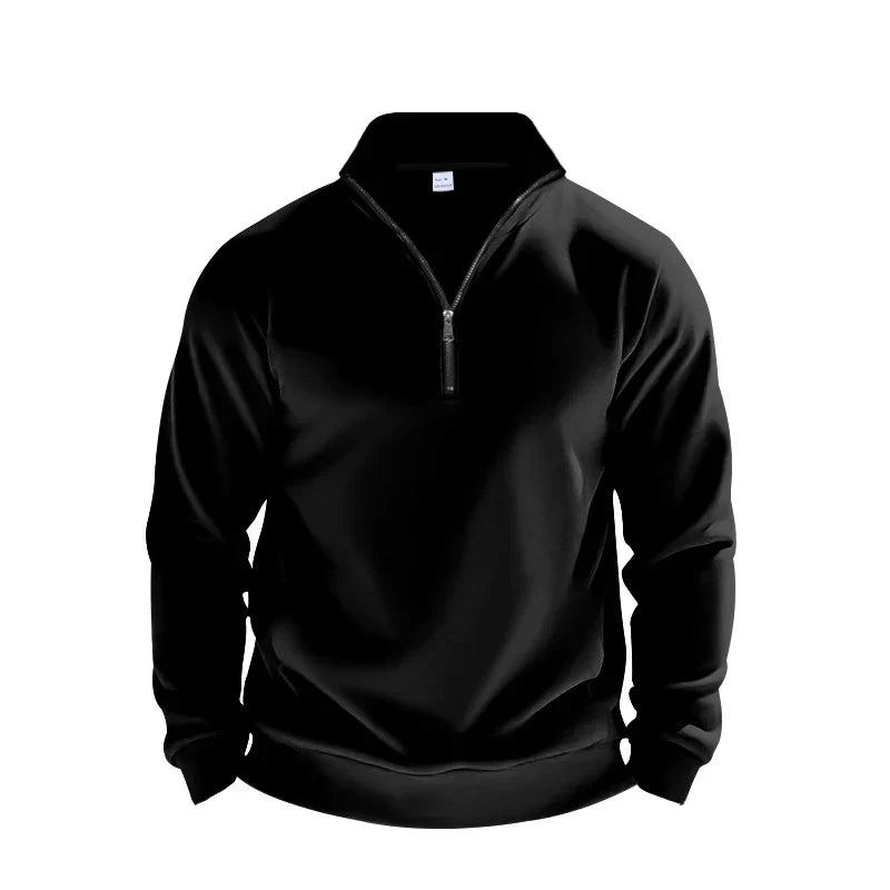 Men's relaxed fit half-zip mock neck sweater brushed knit texture ribbed trim everyday warmth