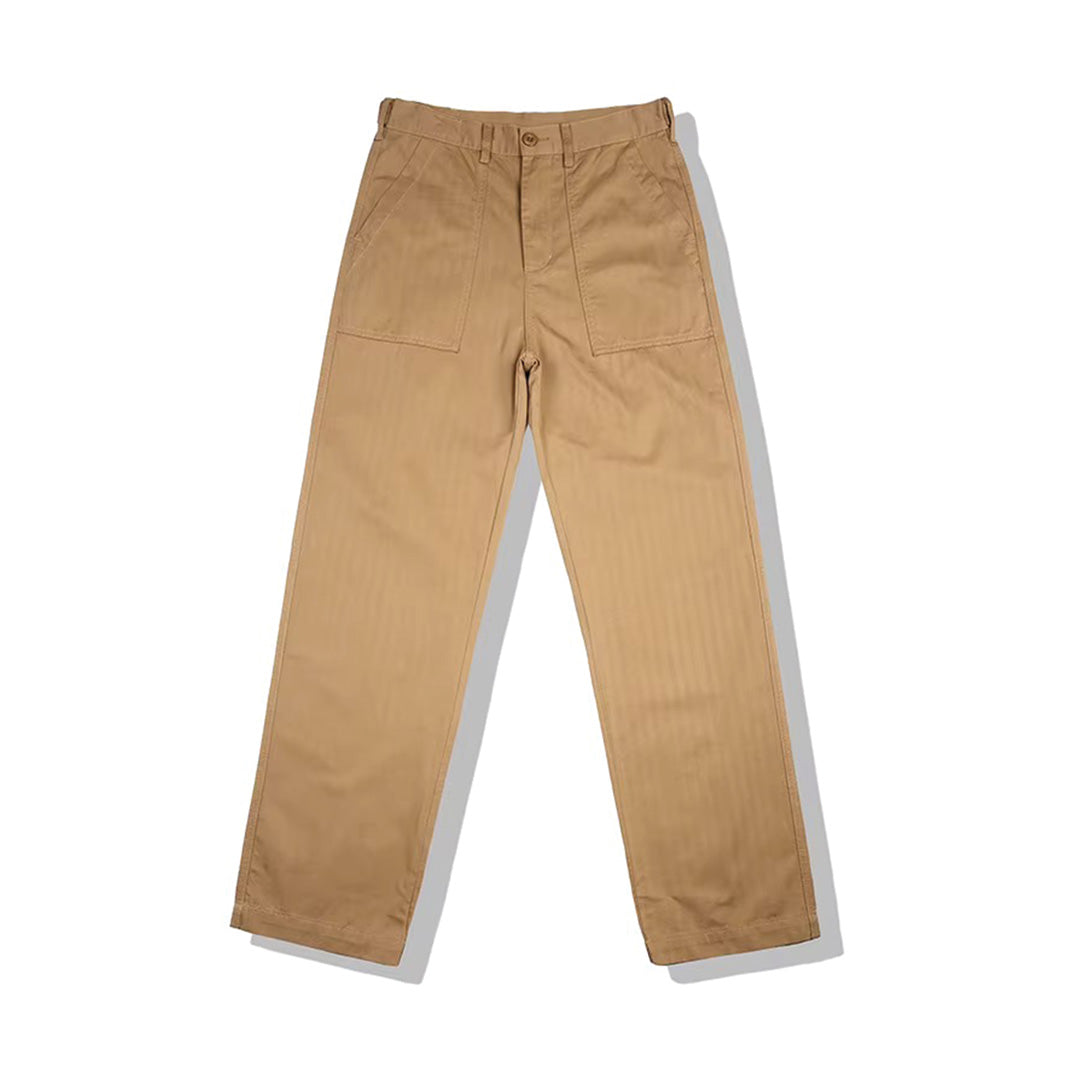 Herringbone cotton trousers military-style durable Finetex blend urban outdoor straight cut