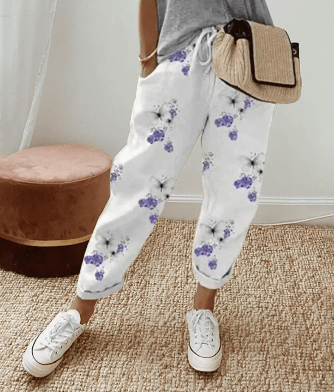 RIVE beige cotton linen relaxed-fit pants breathable lightweight fabric for professionals