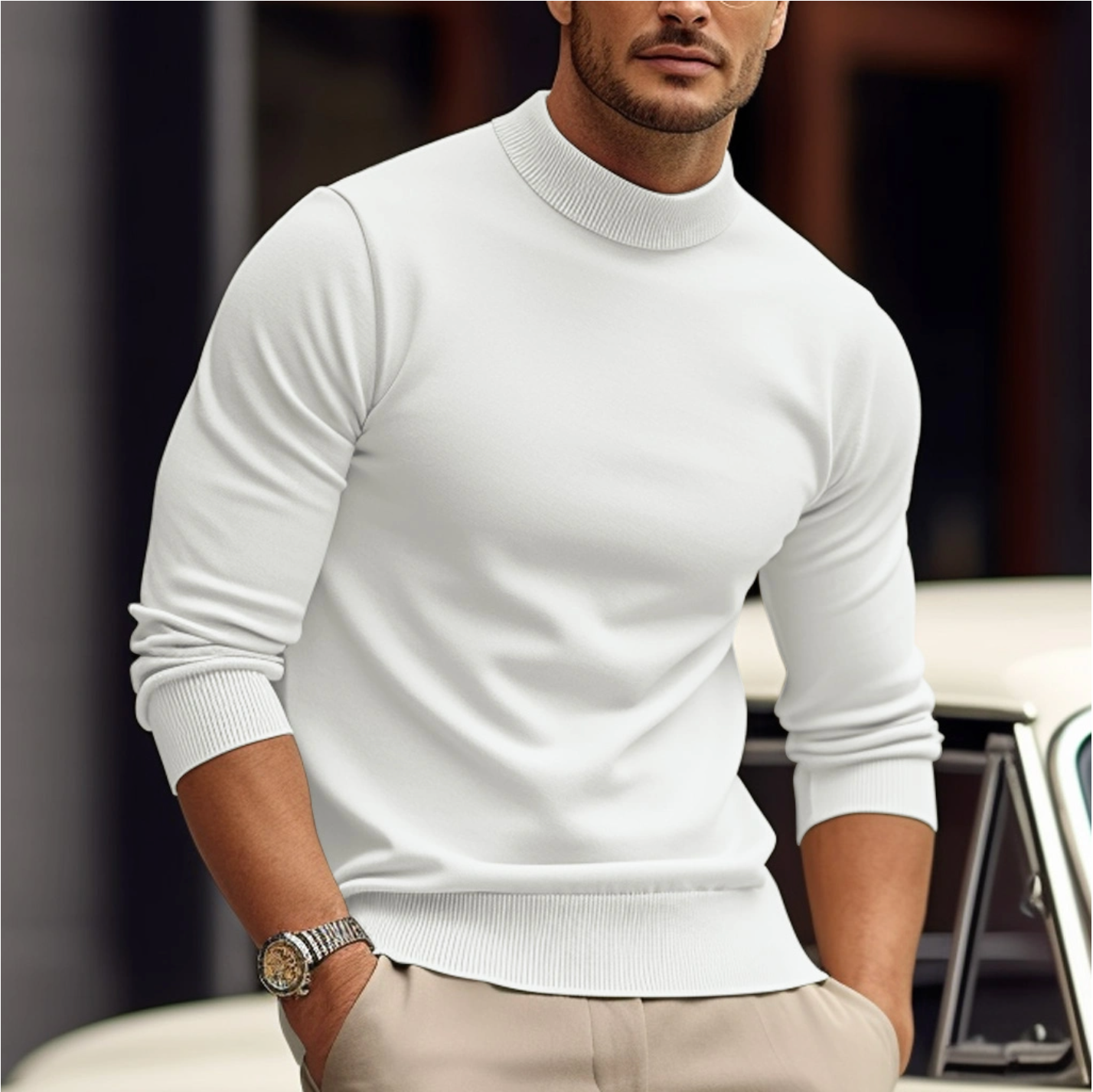 Men's soft cotton sweater breathable everyday wear elegant pattern versatile casual smart style
