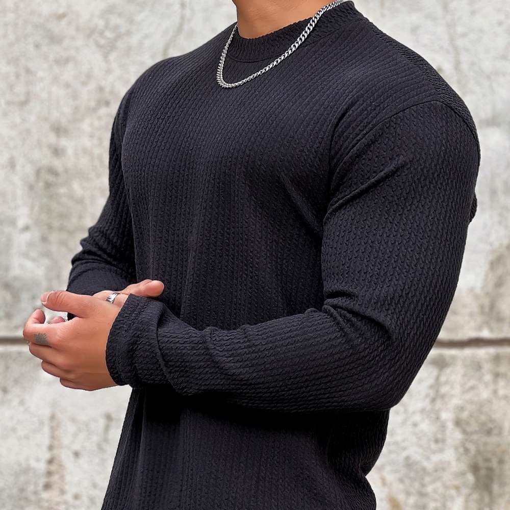 Men's athletic performance training shirt with moisture-wicking fabric and ergonomic sport fit