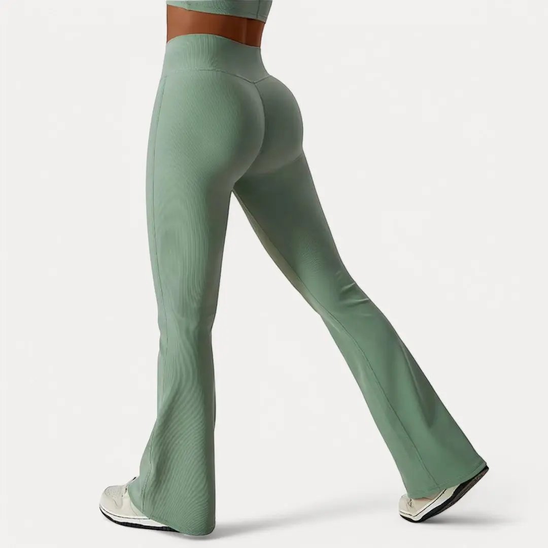 Women's wide-leg active leggings crossover waistband moisture-wicking flared silhouette athleisure fit