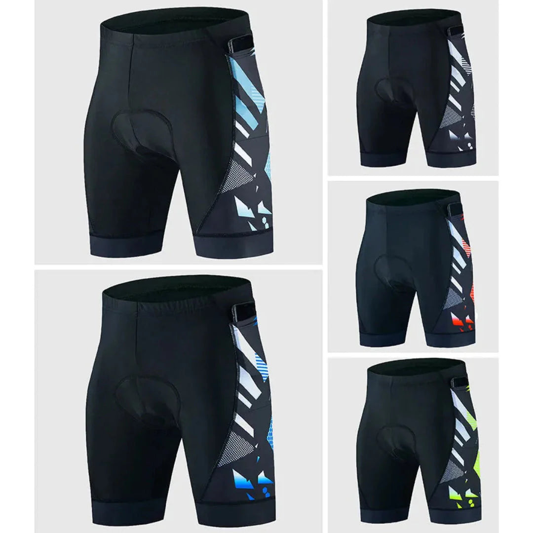 Black compression cycling shorts with built-in saddle padding and quick-dry fabric for spin and road rides