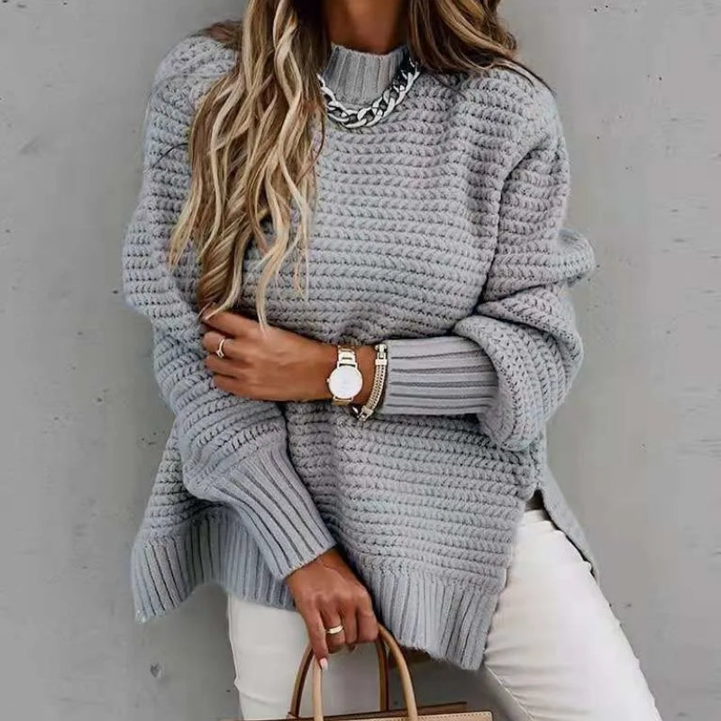 Women's Léa winter knit sweater cozy thick soft acrylic blend elegant relaxed fit warm comfort