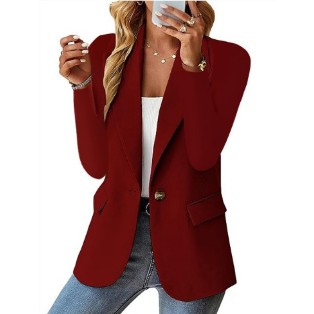 Women's tailored single-button blazer polished fit lapel collar office essential all-season